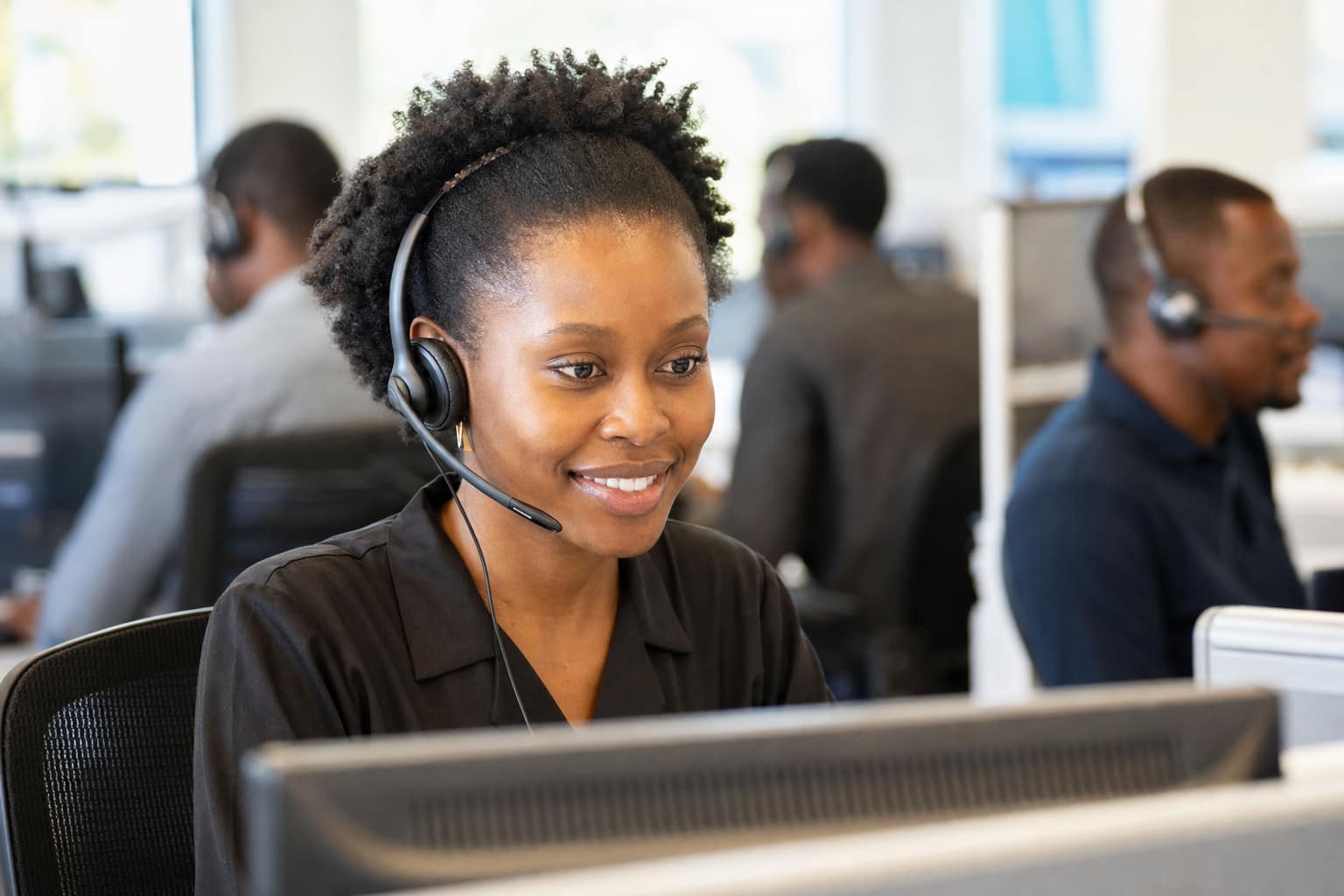 GoodGoods confirmation call center specialist wearing a headset