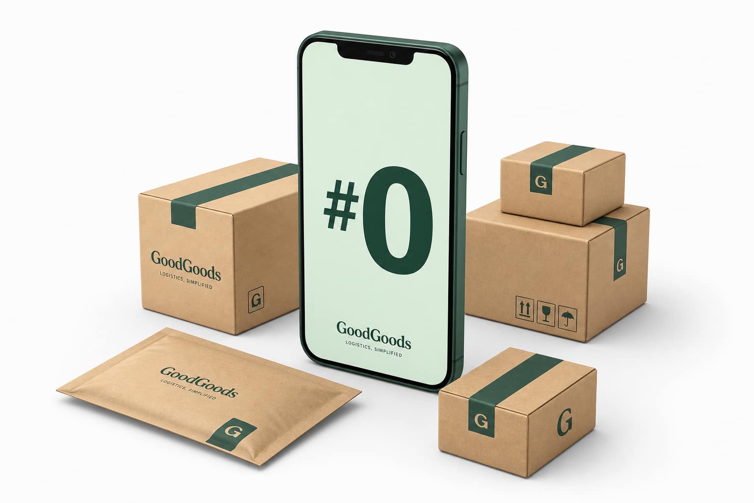Smartphone showing zero monthly fees with delivery parcels